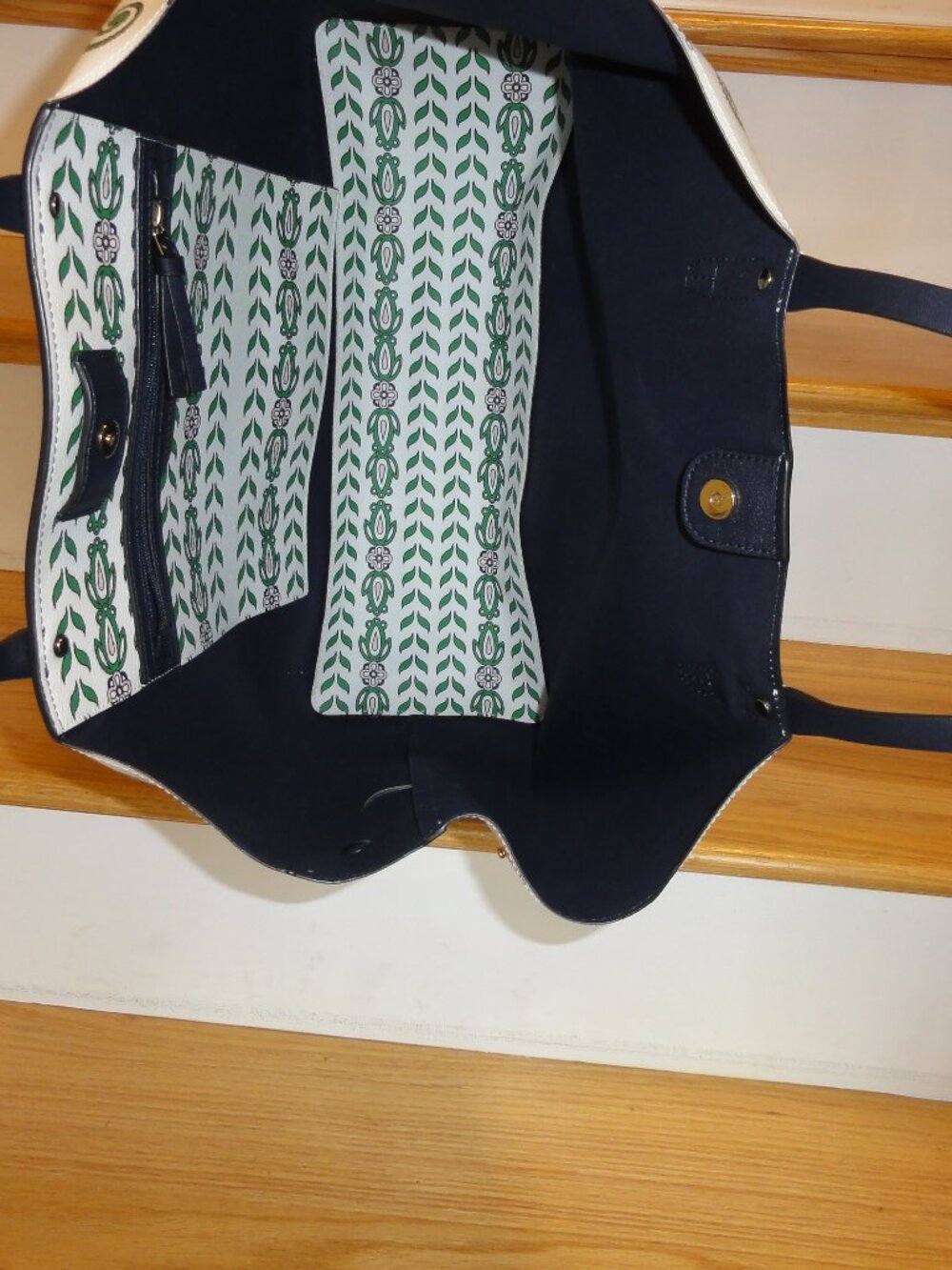 Tory Burch Kerrington Square Large Tote "Hicks Garden" EXCELLENT CONDITION! - Picture 3 of 11